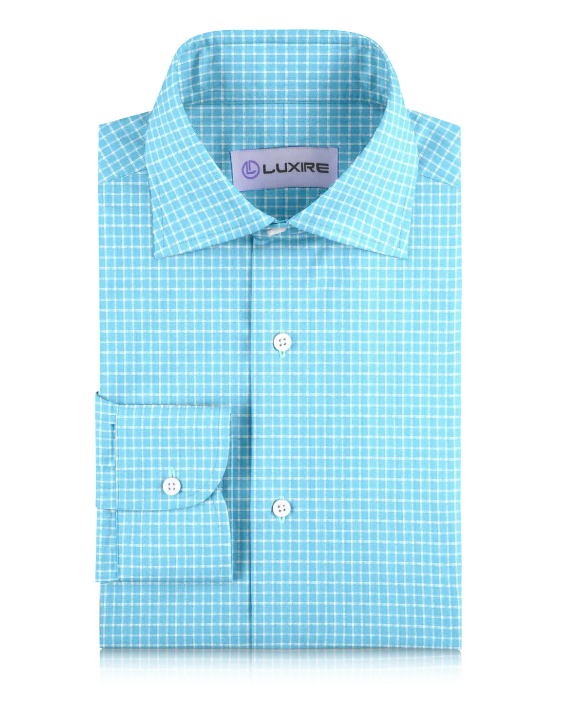 Linen: Teal Blue Graph Checks Universal Clasp Mechanism