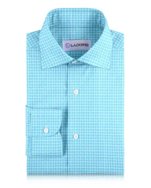 Linen: Teal Blue Graph Checks Universal Clasp Mechanism