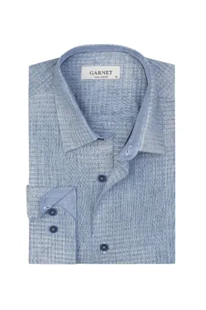 Linen-Cotton Woven Shirt - Indigo Free Shape Comfortable Outerwear