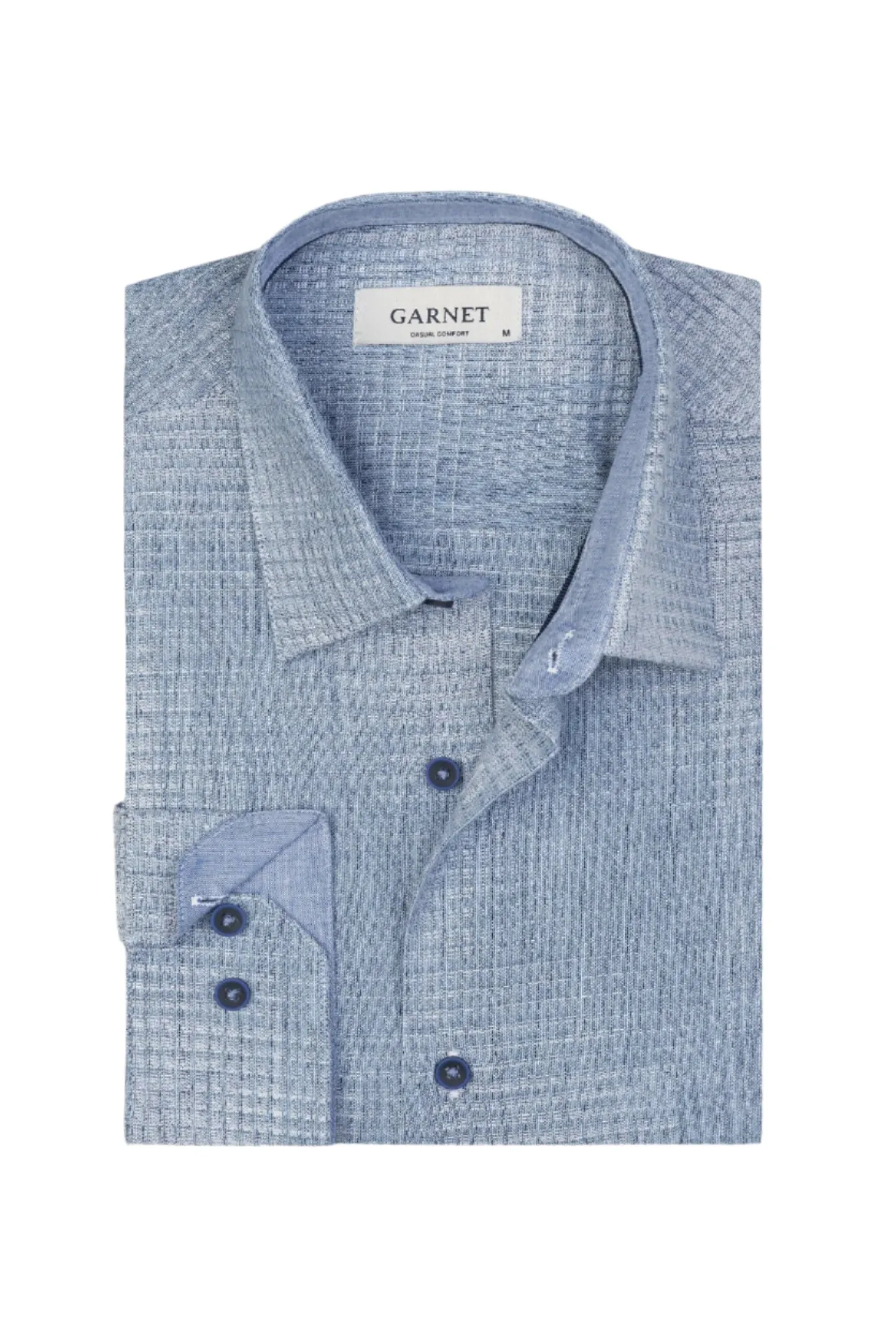 Linen-Cotton Woven Shirt - Indigo Free Shape Comfortable Outerwear