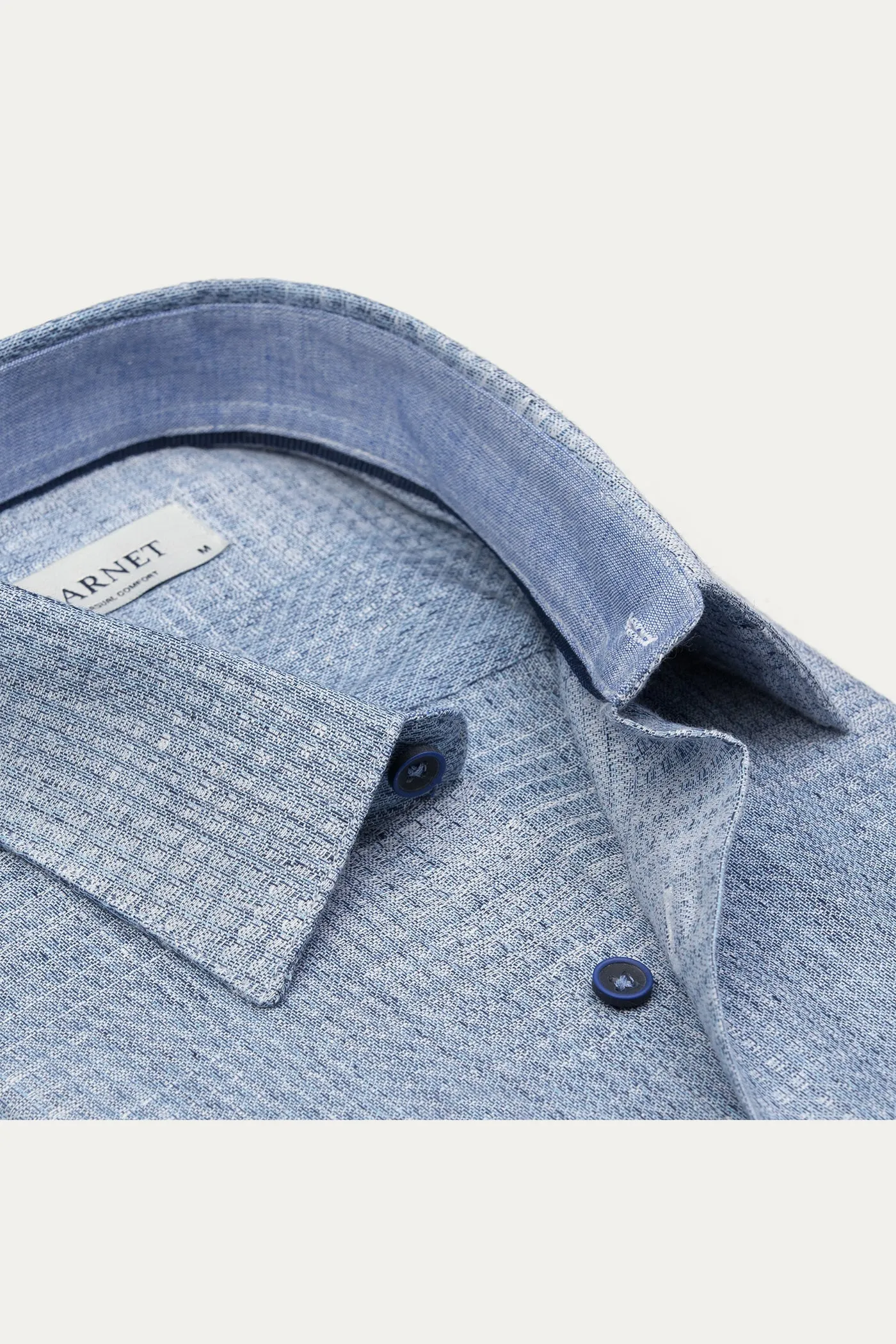 Dense Fit Soul Ease Linen-Cotton Woven Shirt - Indigo