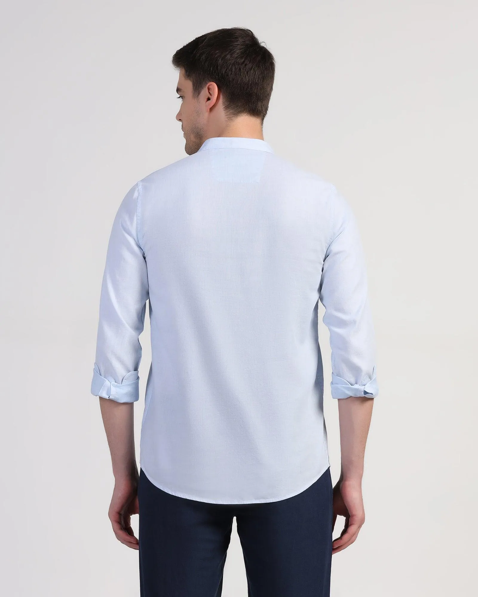 High-End Fashion networking event Casual Blue Solid Shirt - Carly
