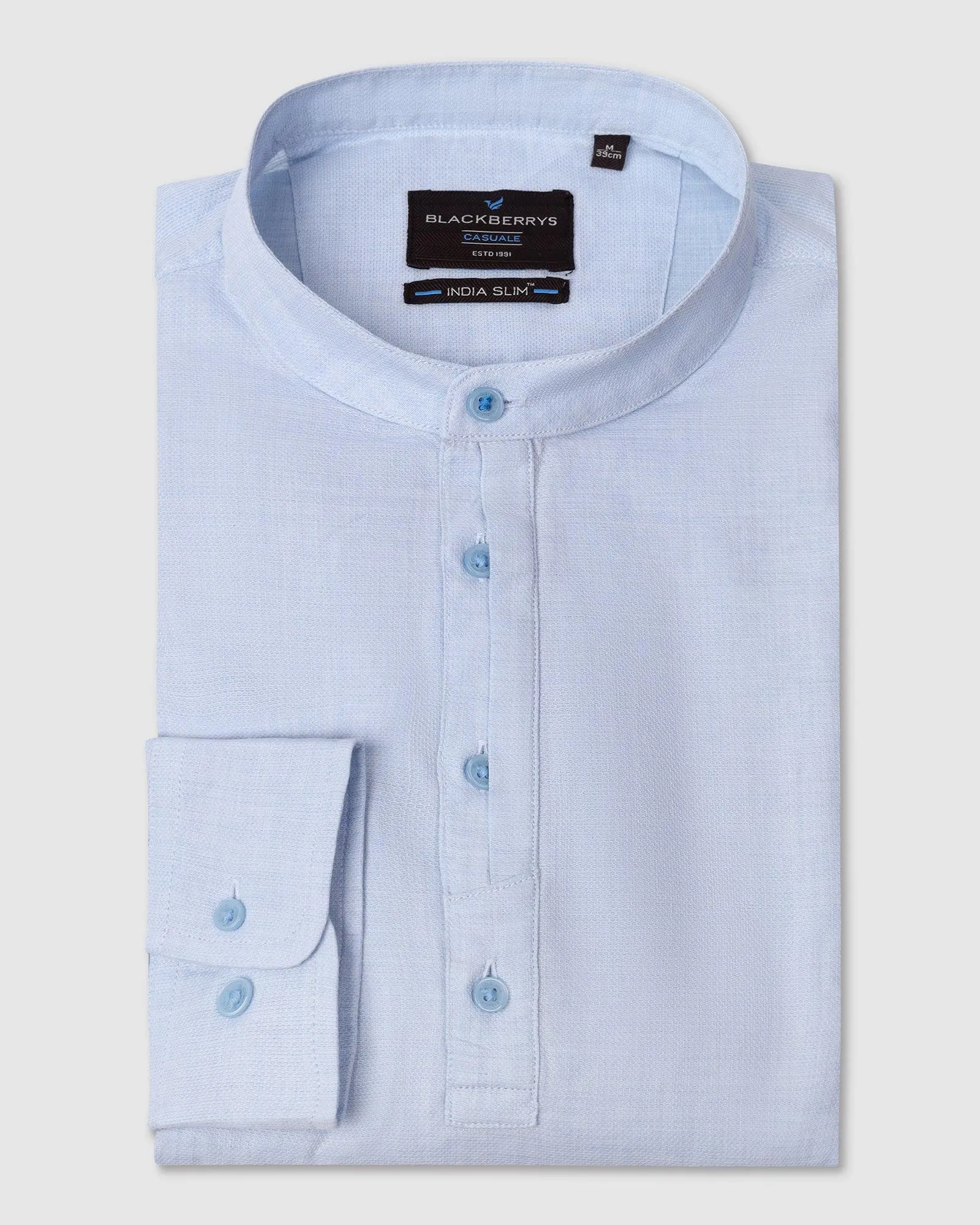 Casual Blue Solid Shirt - Carly Wrinkle-Resistant