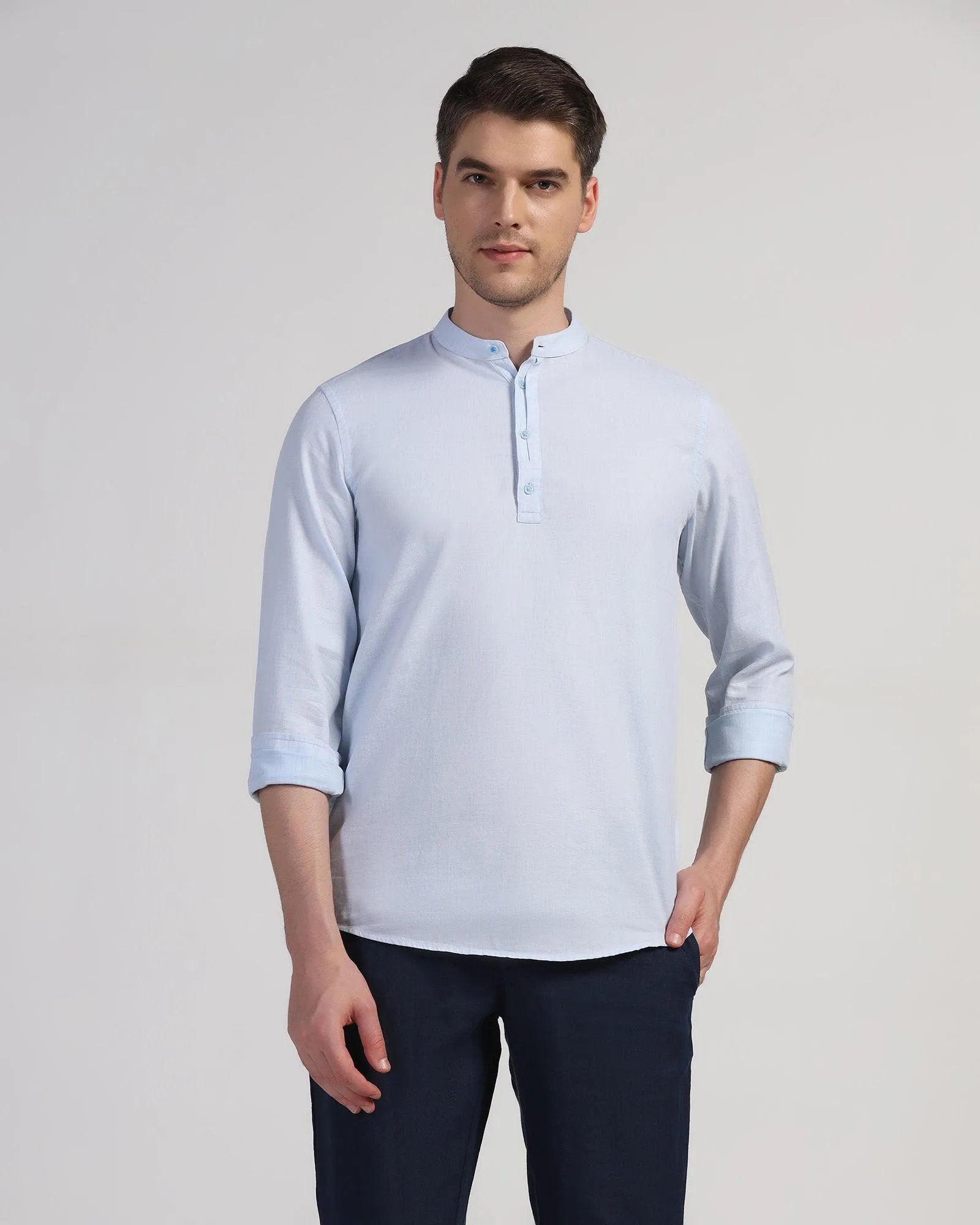 Casual Blue Solid Shirt - Carly Festival Fashion