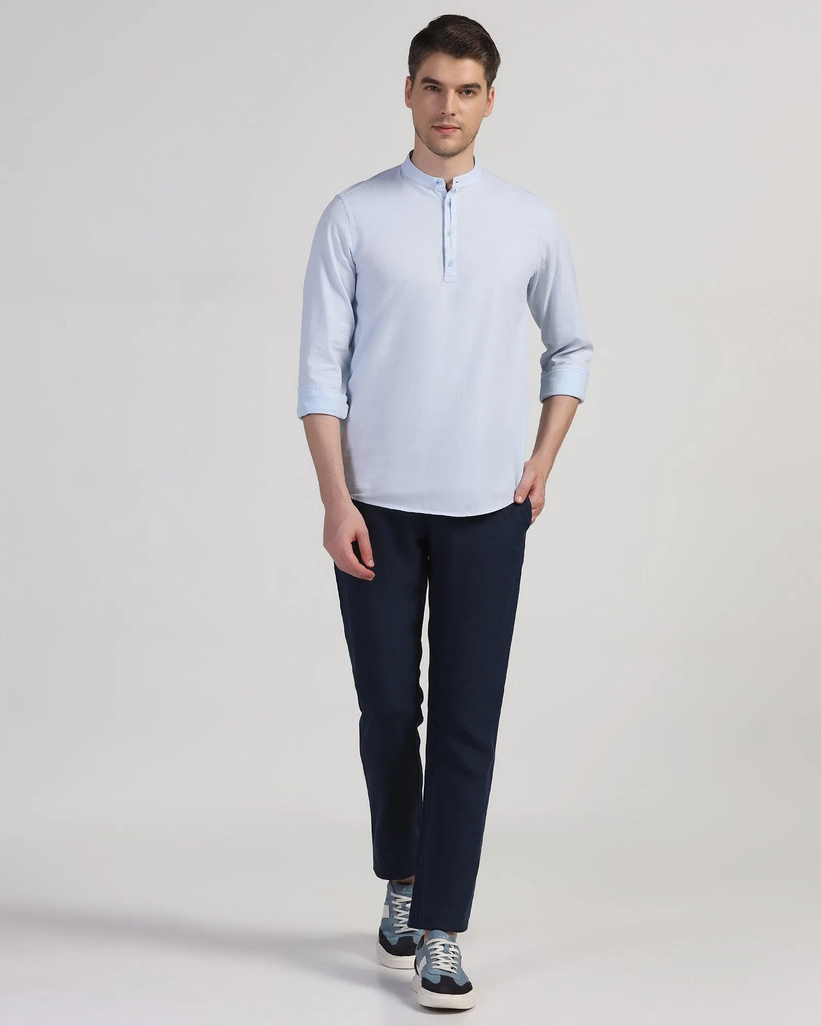 Casual Blue Solid Shirt - Carly Versatile Design Comfortable fit