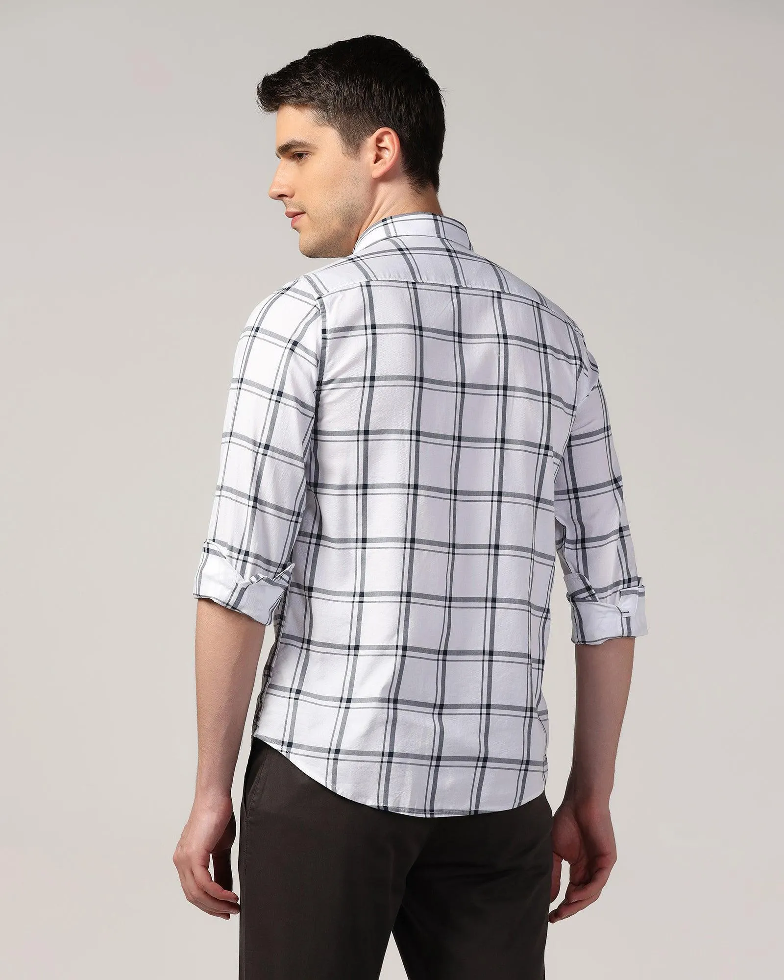 Casual White Check Shirt - Kevin Chic Design