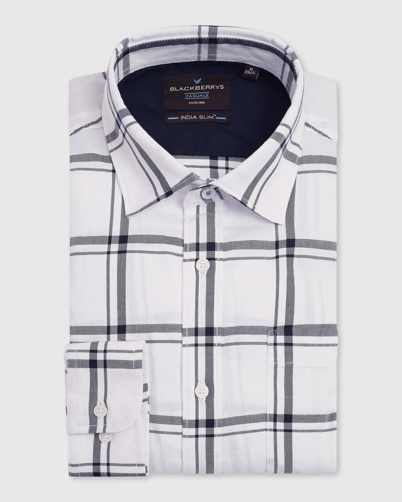 Bamboo Fiber Blend Anti Pill Technology Casual White Check Shirt - Kevin