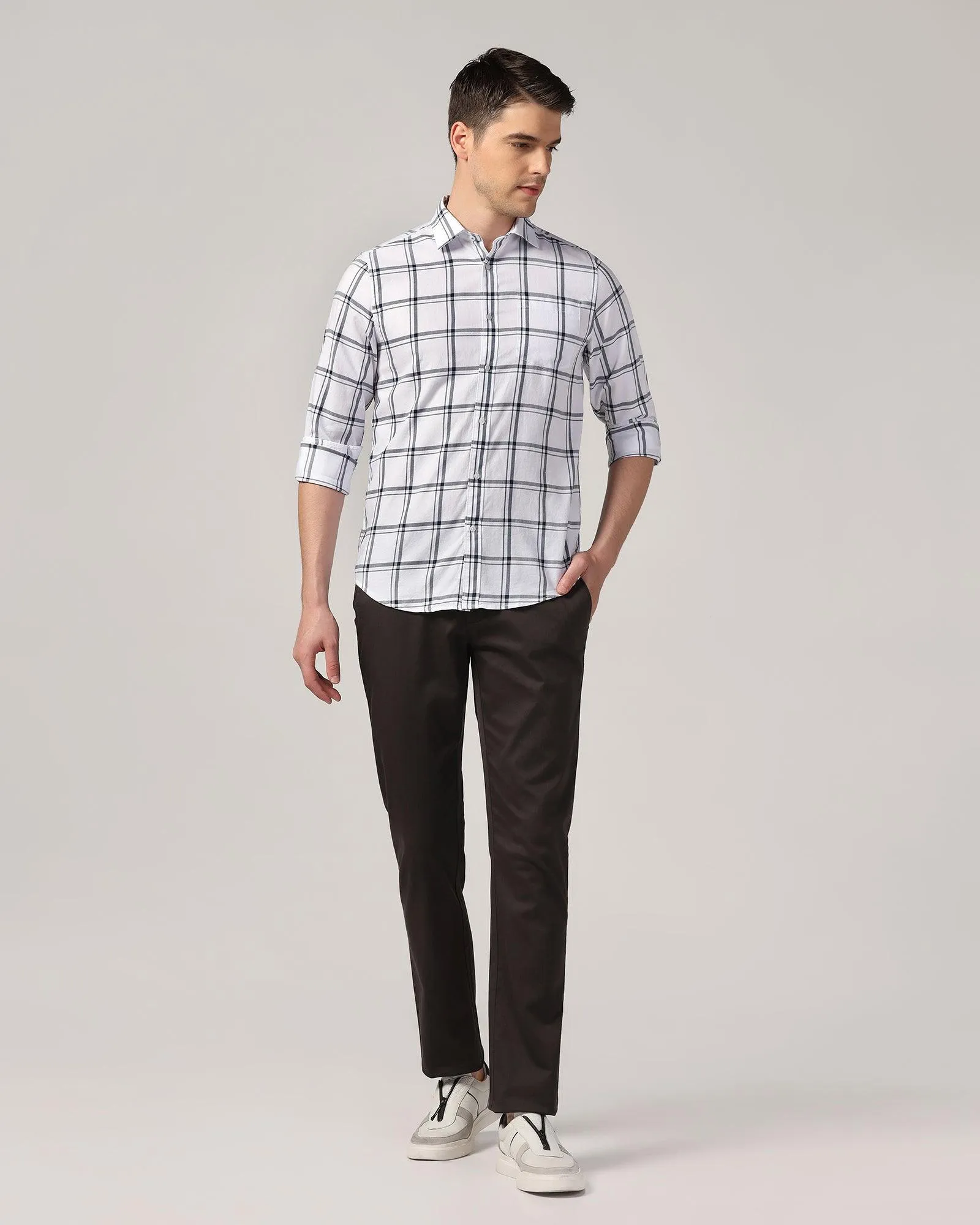 Casual White Check Shirt - Kevin handmade touch