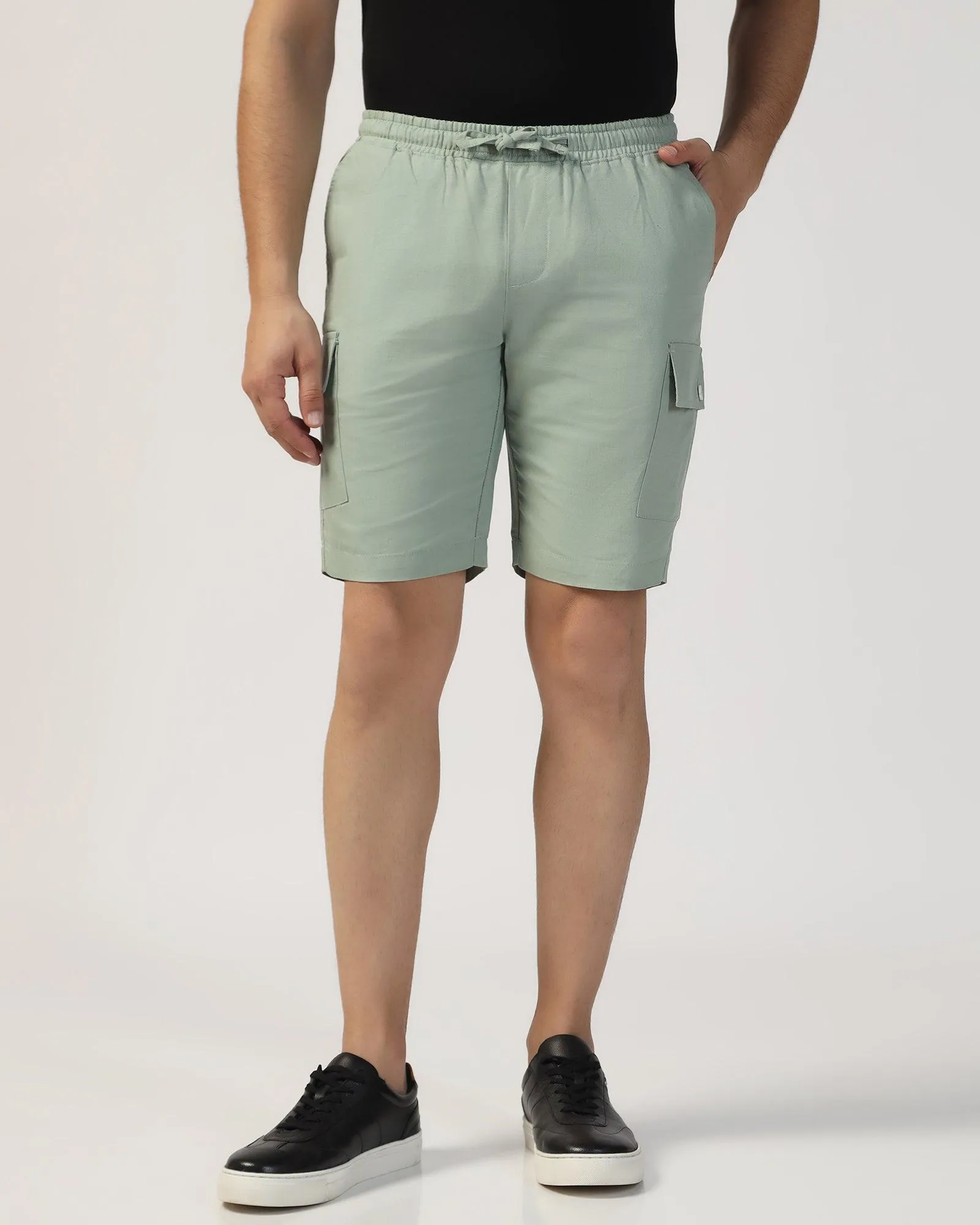 odor - absorbing Linen Casual Green Solid Shorts - Kin