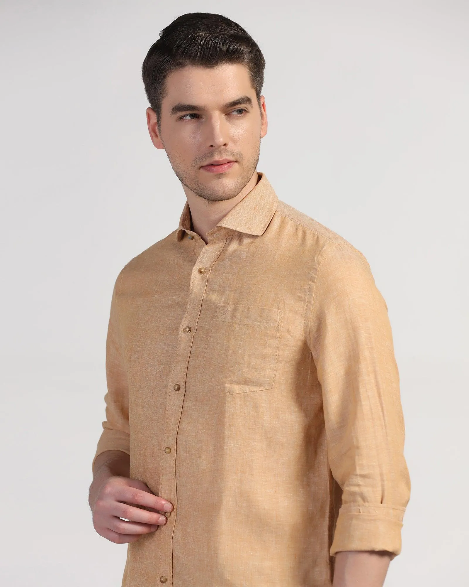 Functional Wear Winter Essentials Linen Casual Beige Solid Shirt - Stefan