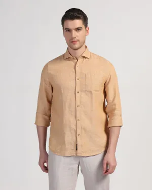 Trend-Driven Luxury Feel Linen Casual Beige Solid Shirt - Stefan