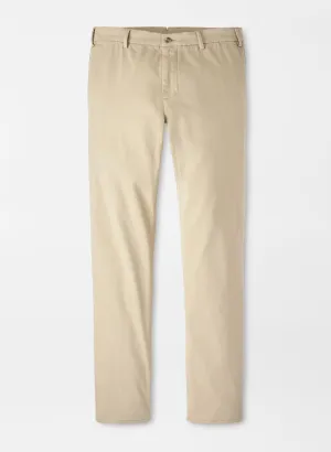 Performance Comfort Ultimate Comfort Peter Millar Signature Sateen Flat Front Trouser in Khaki
