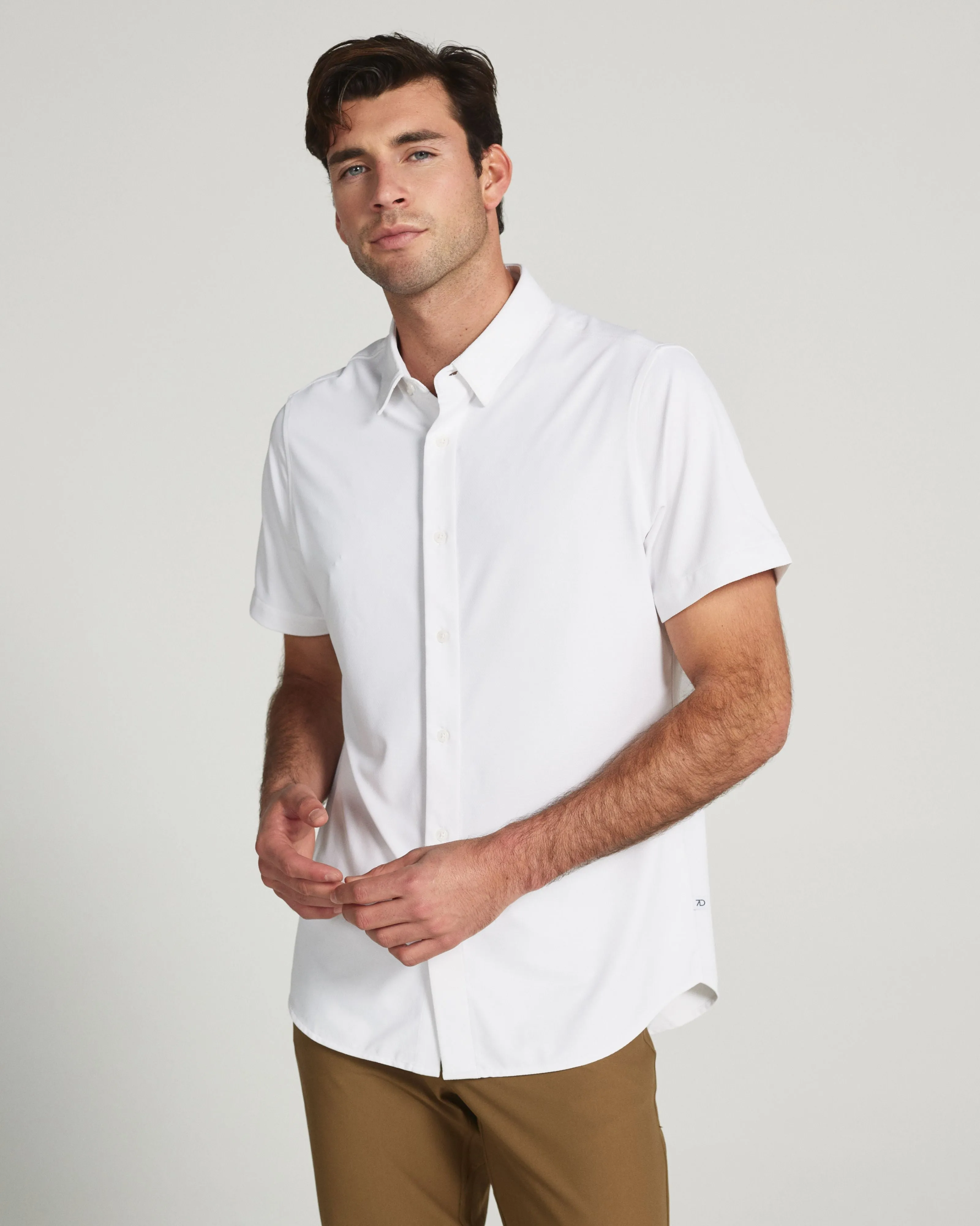 7 Diamonds Short Sleeve Shirt Versatile Design Reinforced Elbow Patches