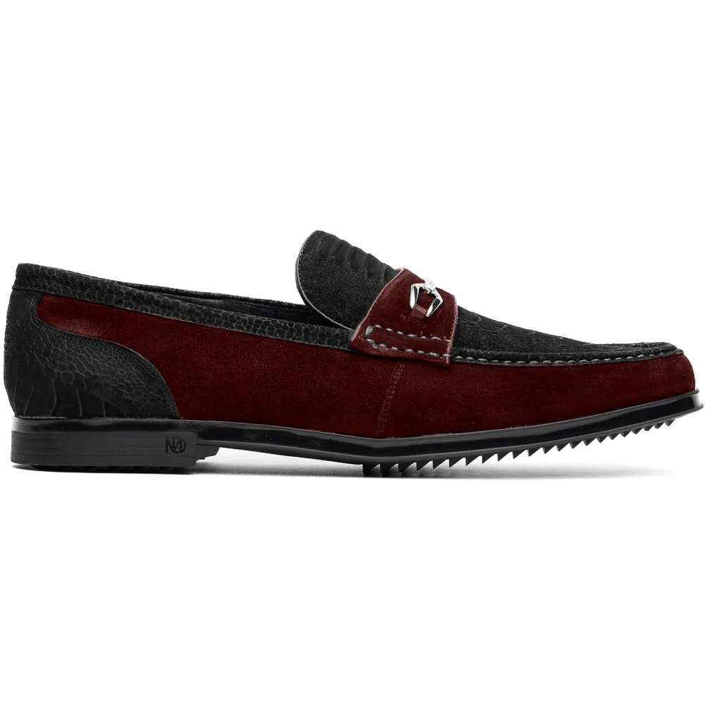 Hugo Ostrich Black / Wine Full Leather