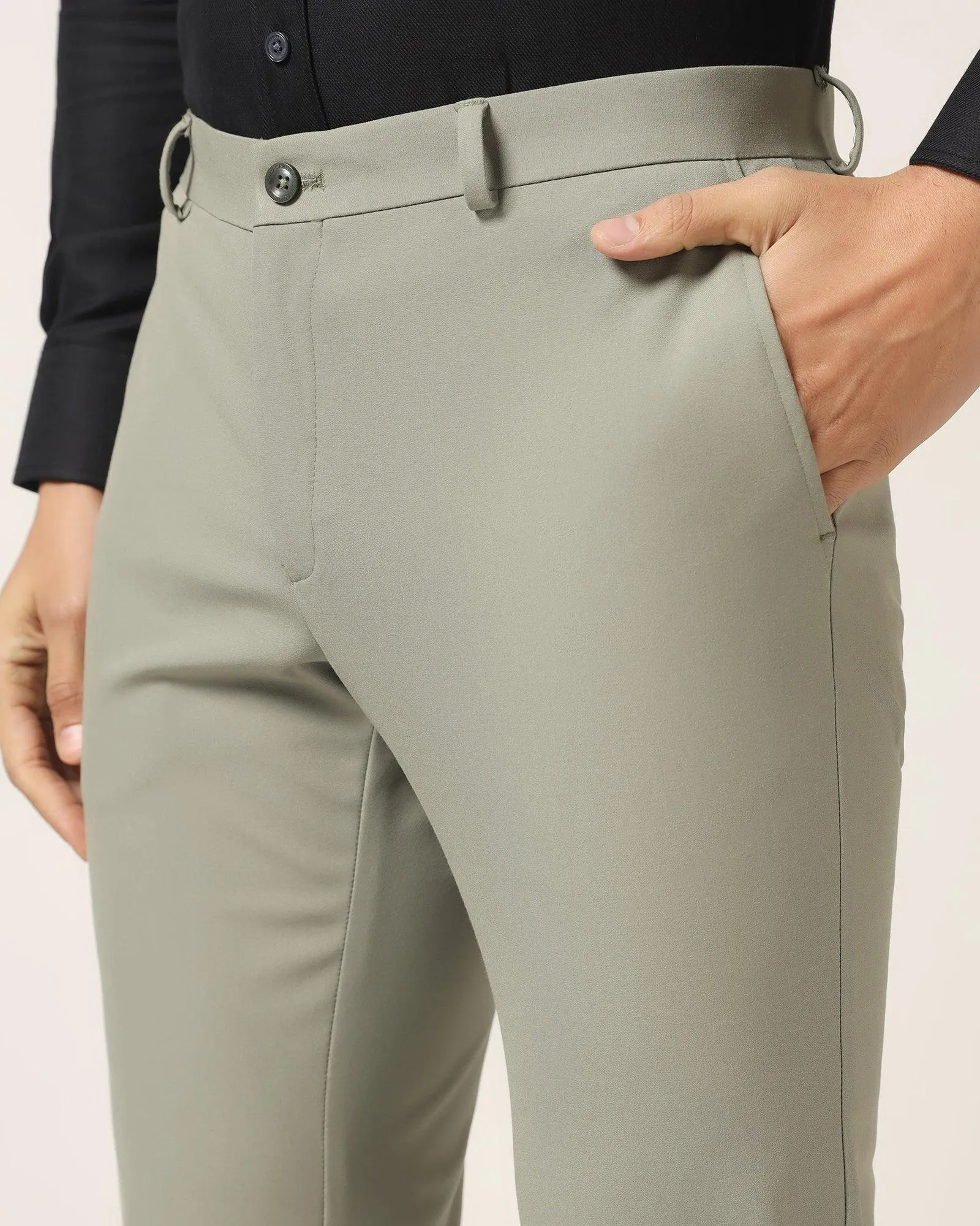 Seamless Waist Technology All Use Slim Fit B-91 Formal Olive Solid Trouser - Davidson