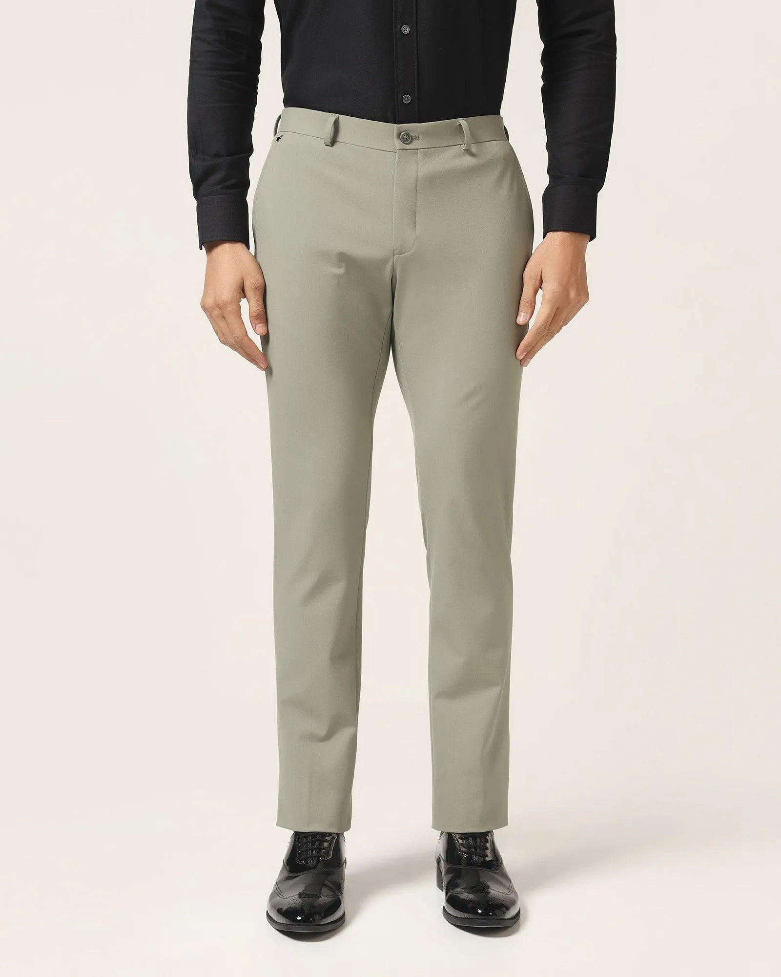 Linen blend Slim Fit B-91 Formal Olive Solid Trouser - Davidson