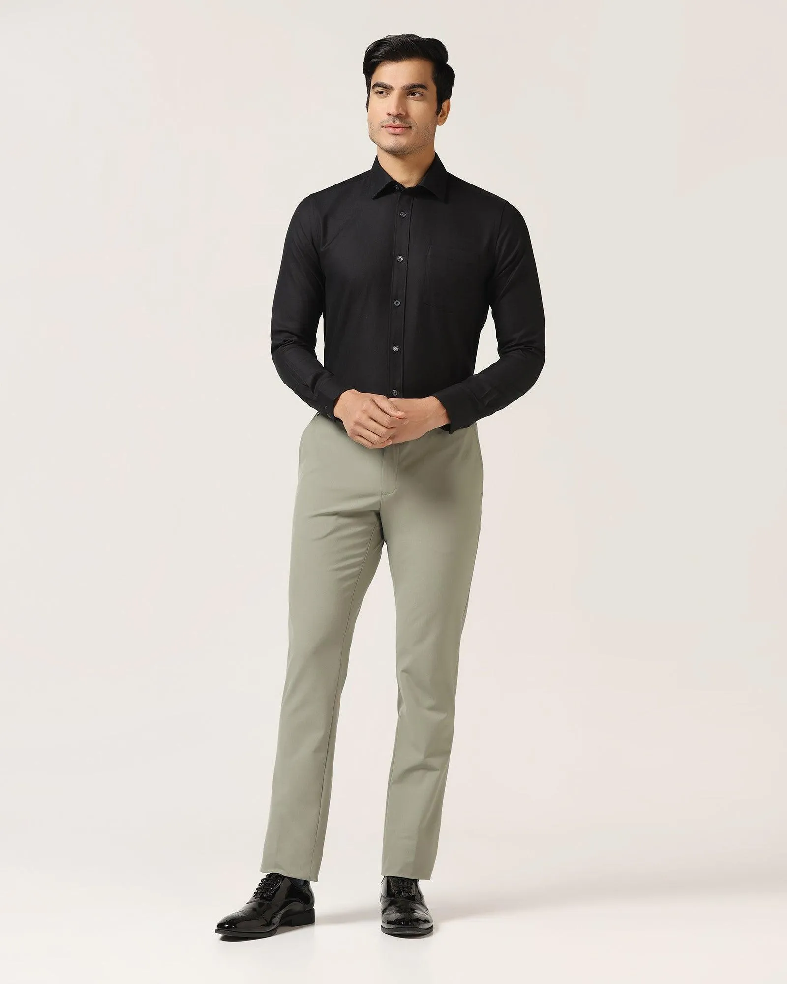 Slim Fit B-91 Formal Olive Solid Trouser - Davidson Anti Odor Treatment