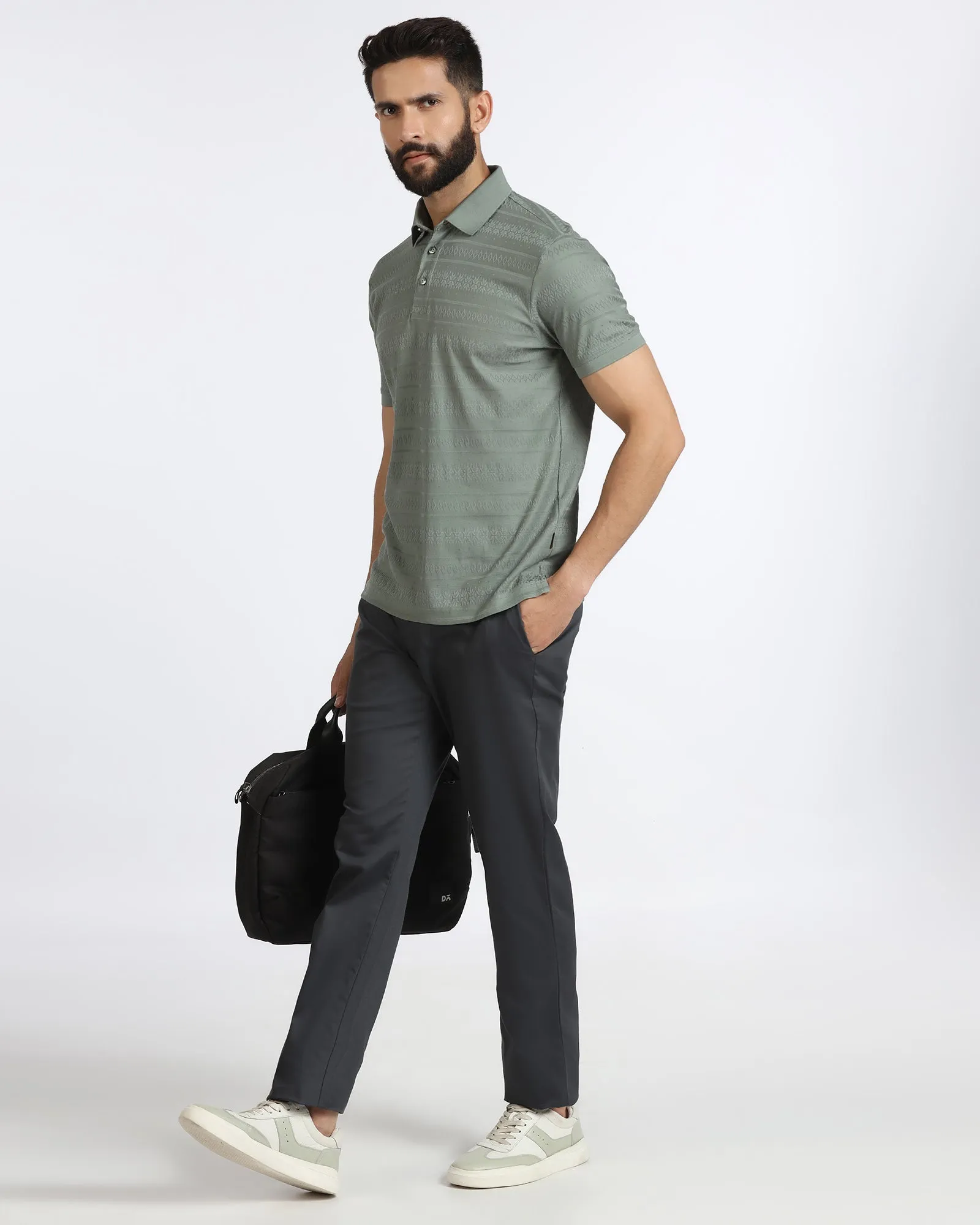 Ash Grey Non Iron Solid Khakis - Peter Core Ease