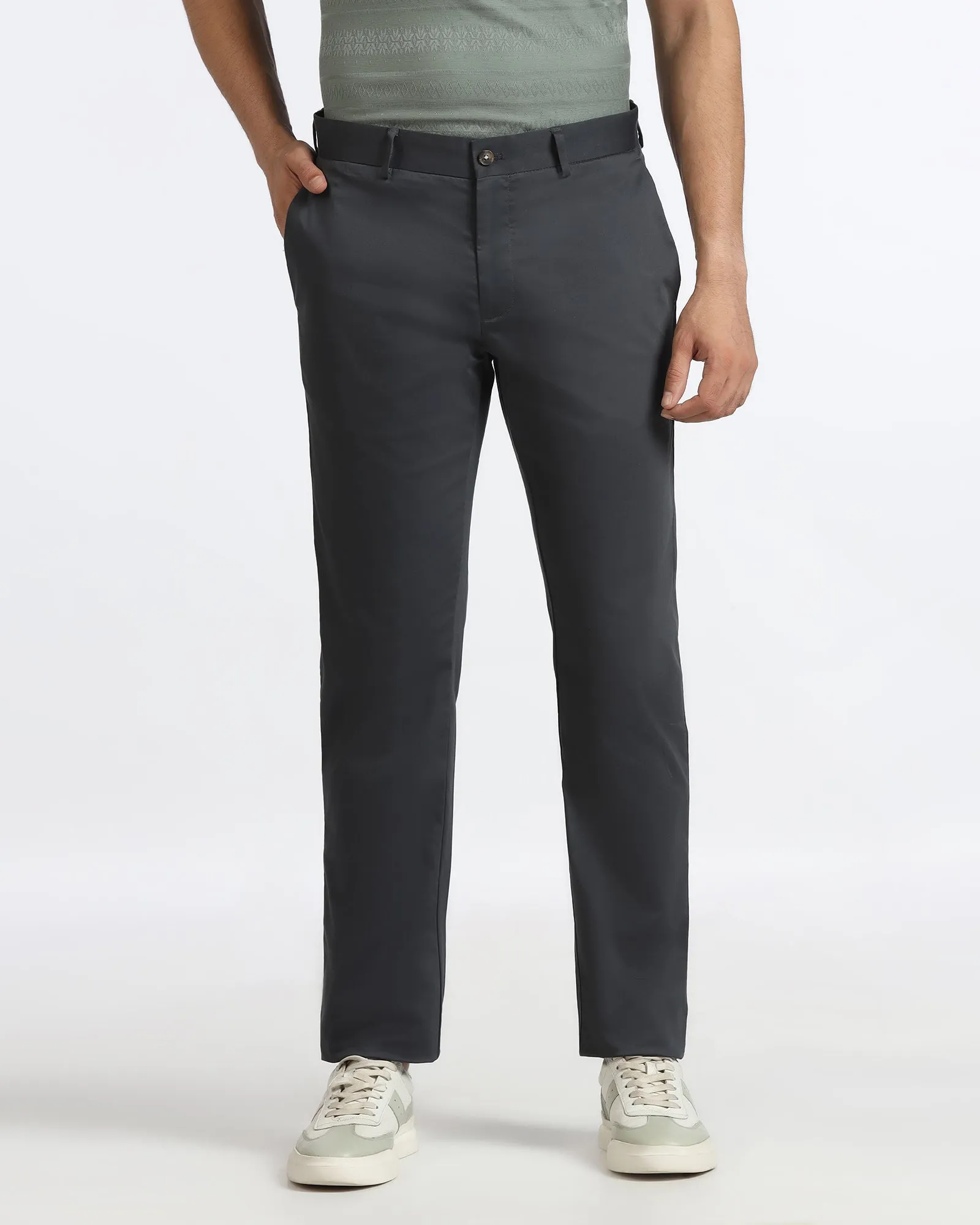 Stylish Comfort Urban Wear Ash Grey Non Iron Solid Khakis - Peter