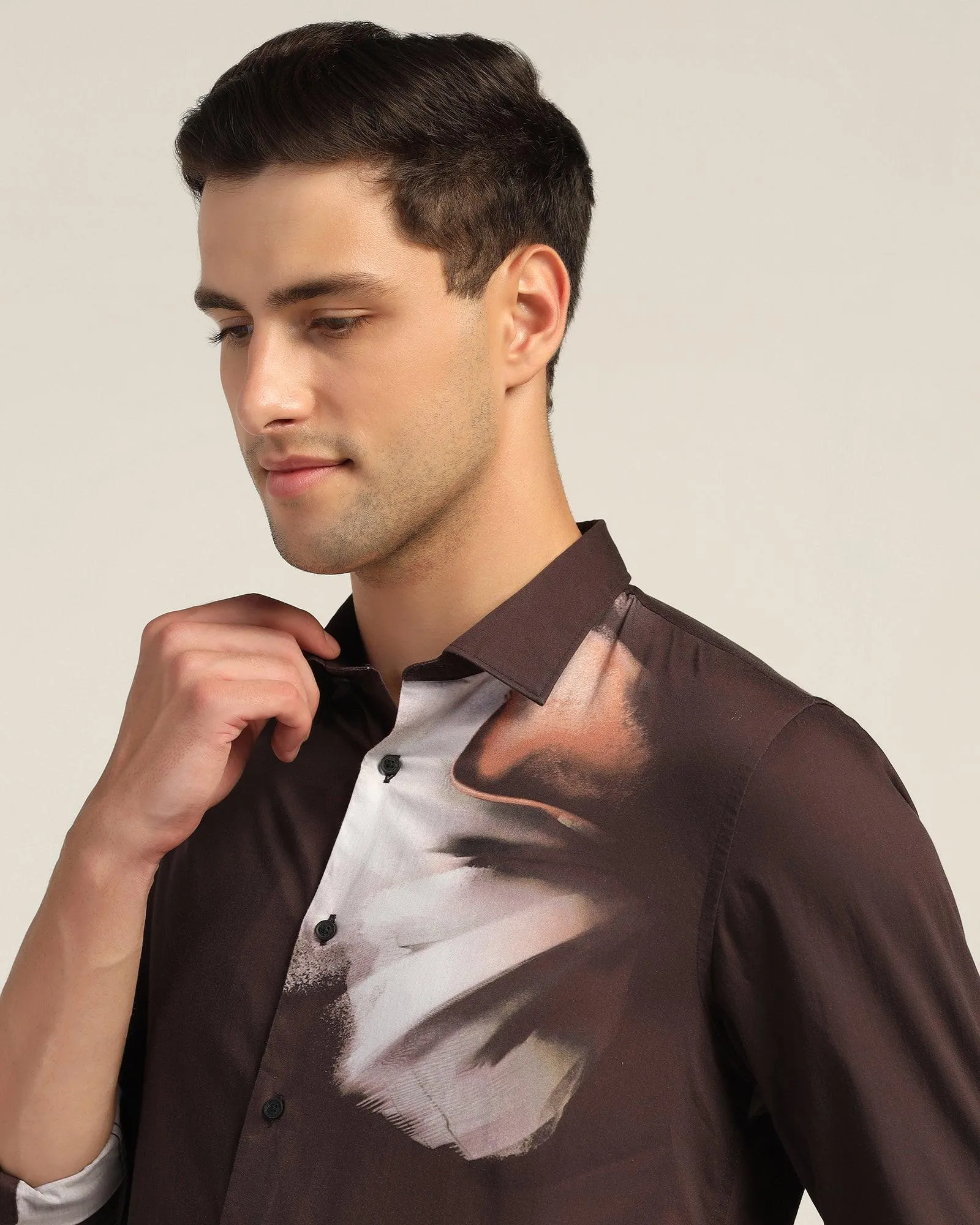 Casual Coffee Printed Shirt - Santo Geometric Shape Friends Meetup