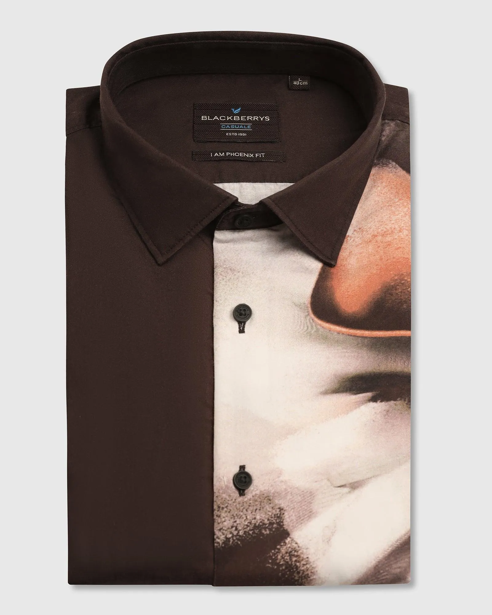 Casual Coffee Printed Shirt - Santo Stylish Detail