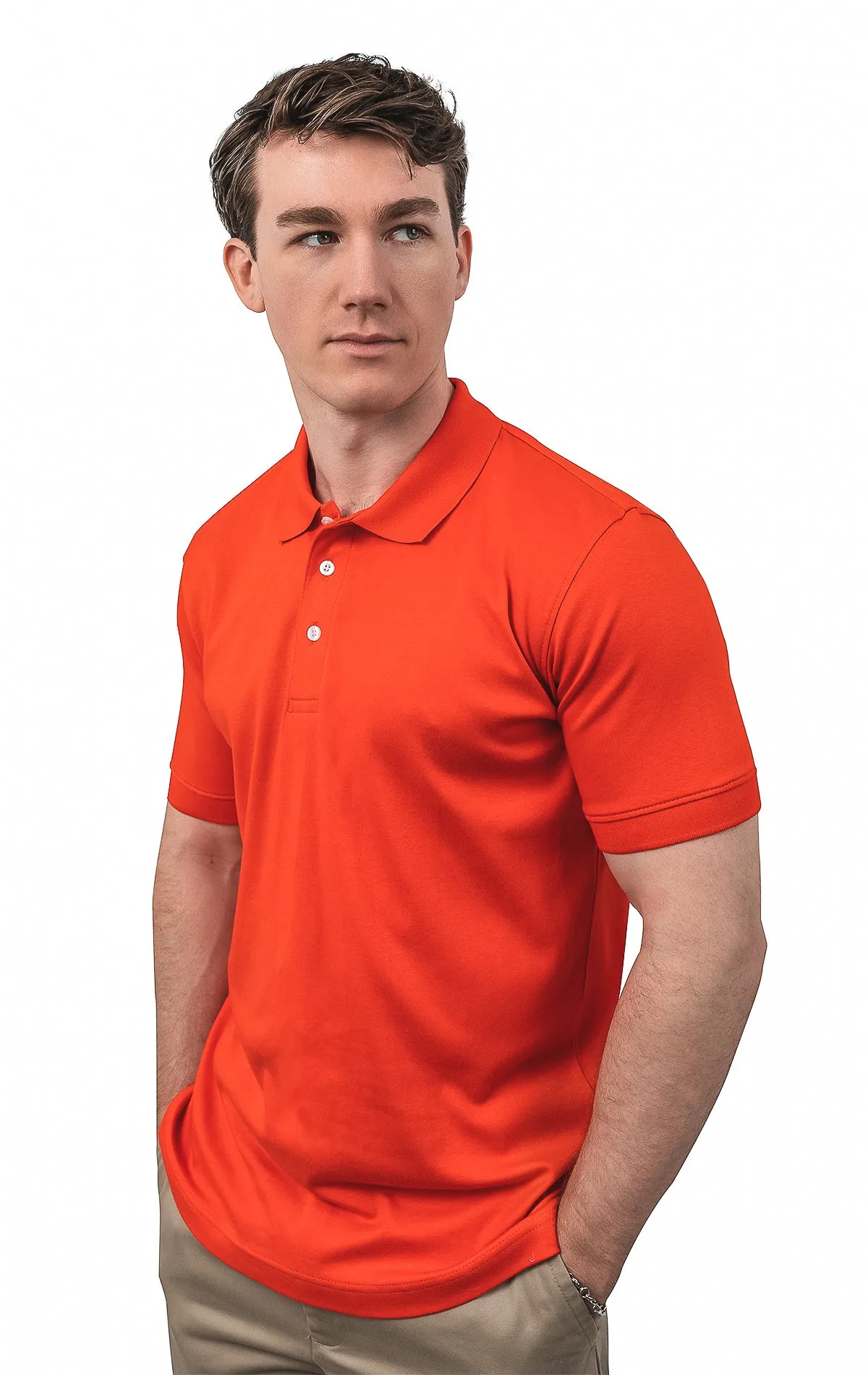 CLEOCOTTON RED POLO SHIRT Sporty Fit Formal Edge