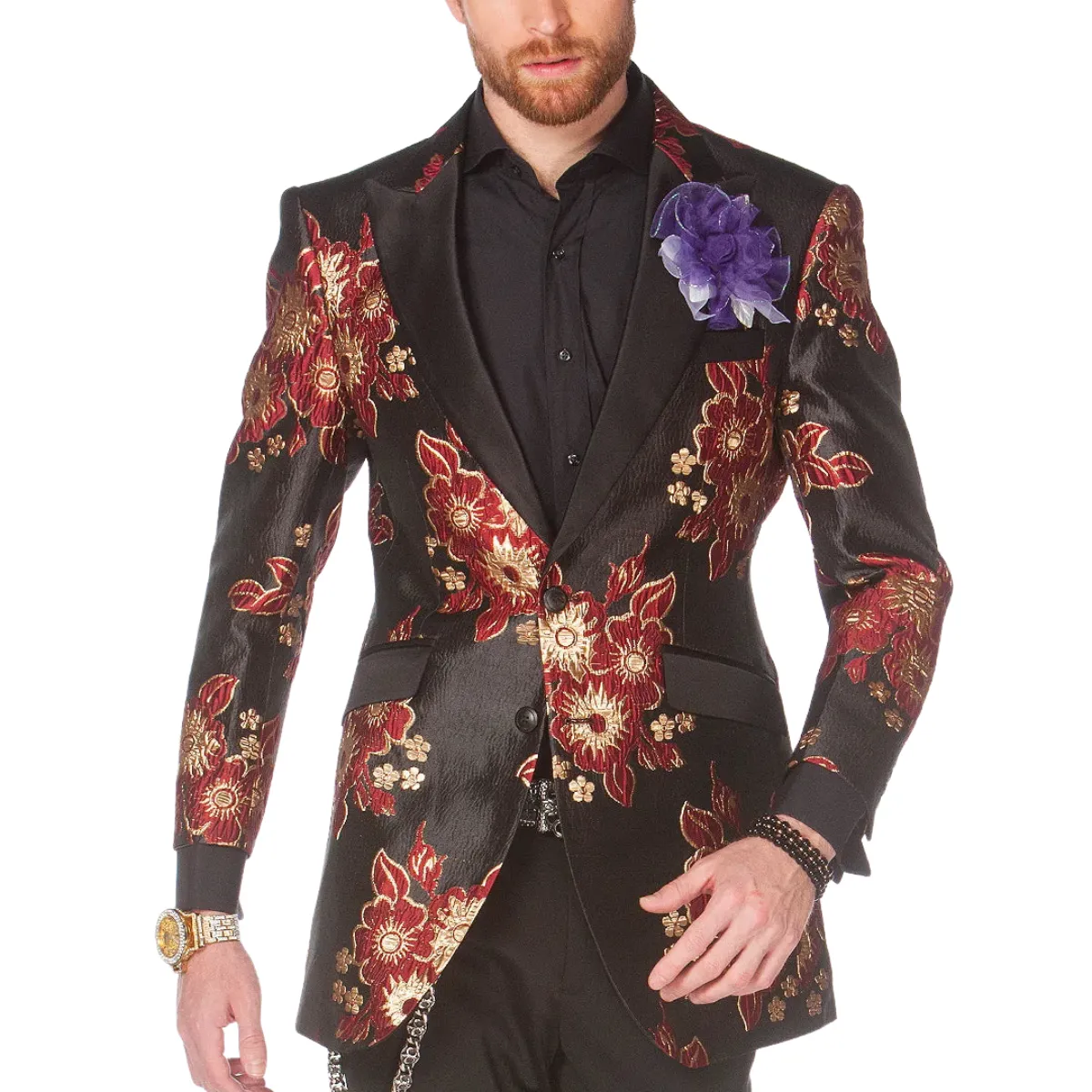 Compact Packable Feature Moisture Wicking Inner Sun F. Semi Long Floral Blazer