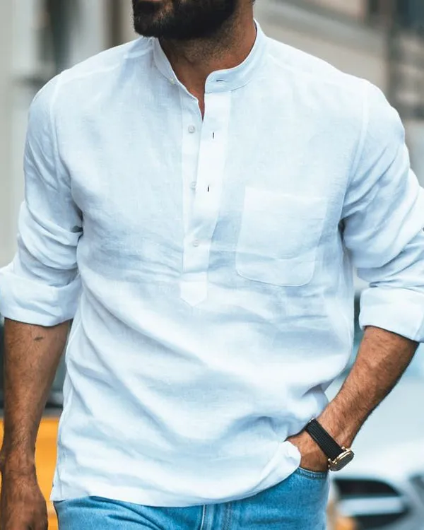 Crisp White Linen Summer Shirt BiasCut Trims FrictionResistantEdges