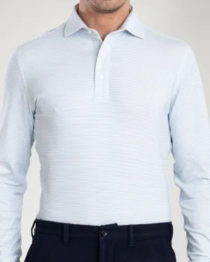 Trendy Look Light Blue White Candy Stripes Polo T-Shirt