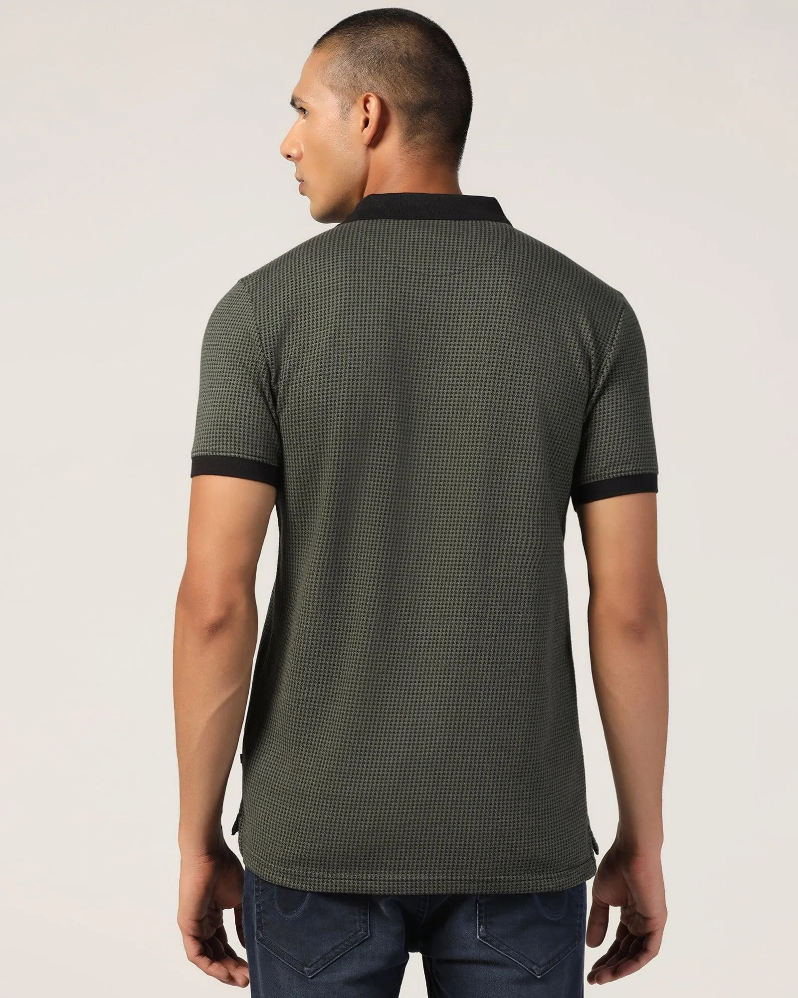Relaxed Layering Polo Thyme Green Structure T-Shirt - Keiji