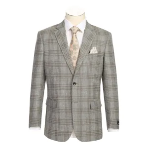 Alessandro Vitello by Renoir Classic Fit Wool Gray Brown Blazer 565-13 Go To Layer Plaid Design