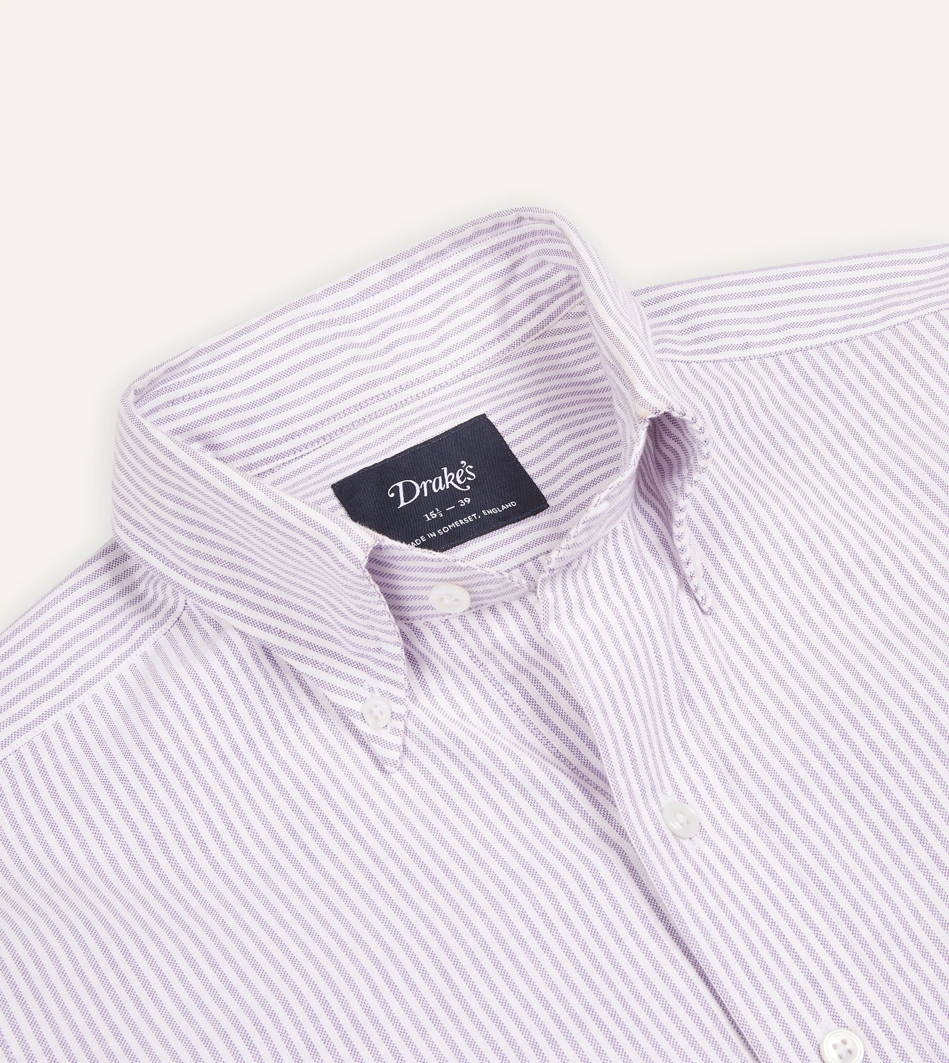 No Bulk Layering System Lilac Ticking Stripe Cotton Oxford Cloth Button-Down Shirt