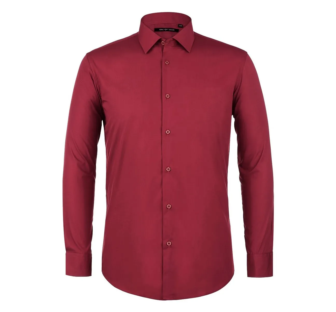 VERNO Brick Red Classic/Regular Fit Long Sleeve Spread Collar Dress Shirt TC626 Subtle Details