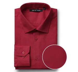 Ventilated Back VERNO Brick Red Classic/Regular Fit Long Sleeve Spread Collar Dress Shirt TC626
