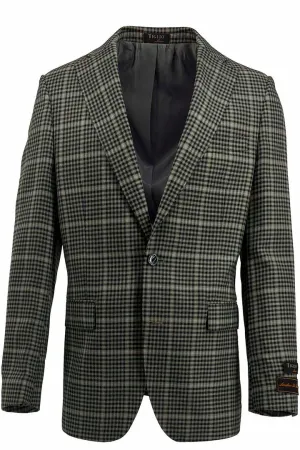 Tiglio Luxe Pistachio with Black Check Dolcetto Modern Fit, Pure Wool Jacket TL2715 Reinforced Elbow Padding Shrink Resistant Treatment