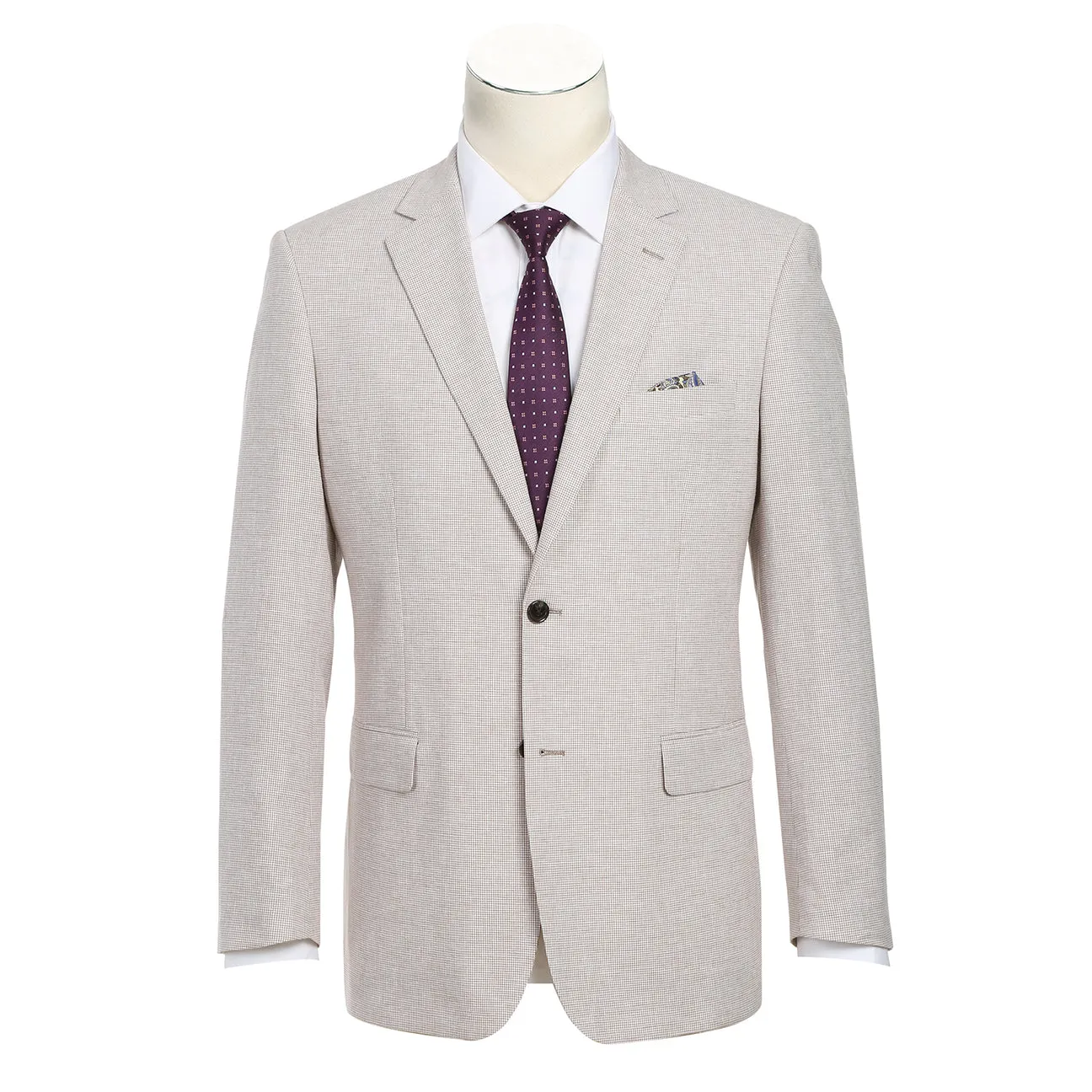 Classic Ribbed Cuffs Alessandro Vitello by Renoir Classic Fit Blazer Linen/Cotton Neutrals Sport Coat 610-5