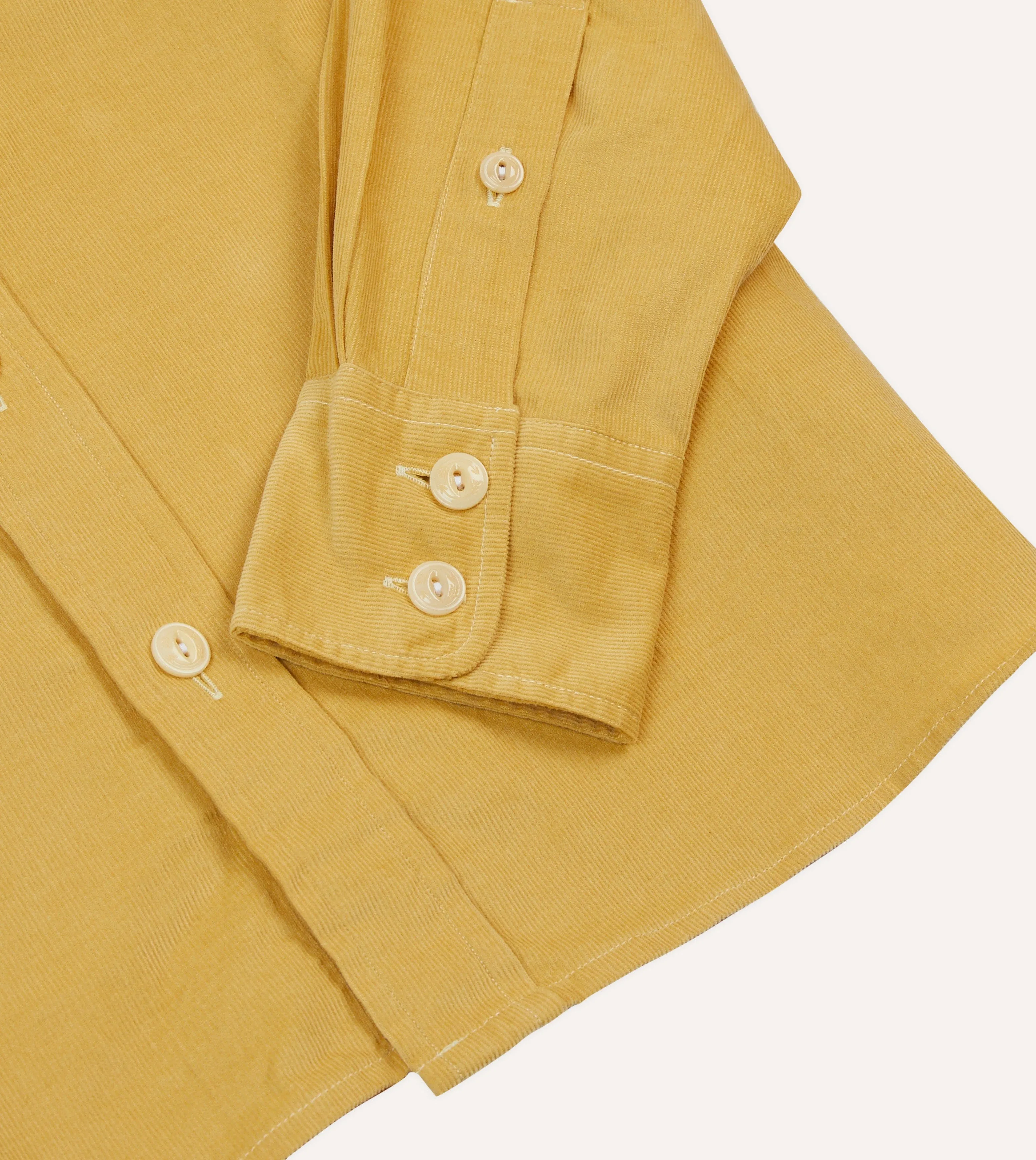 Youthful Style Street Fashion Yellow Corduroy Two-Pocket Western Shirt