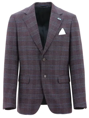 Turin Burgundy Checked Sports Jacket DualLayer Weave
