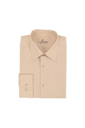 Geometric Pattern ARTURO Slim Fit Long Sleeve Champagne Dress Shirt