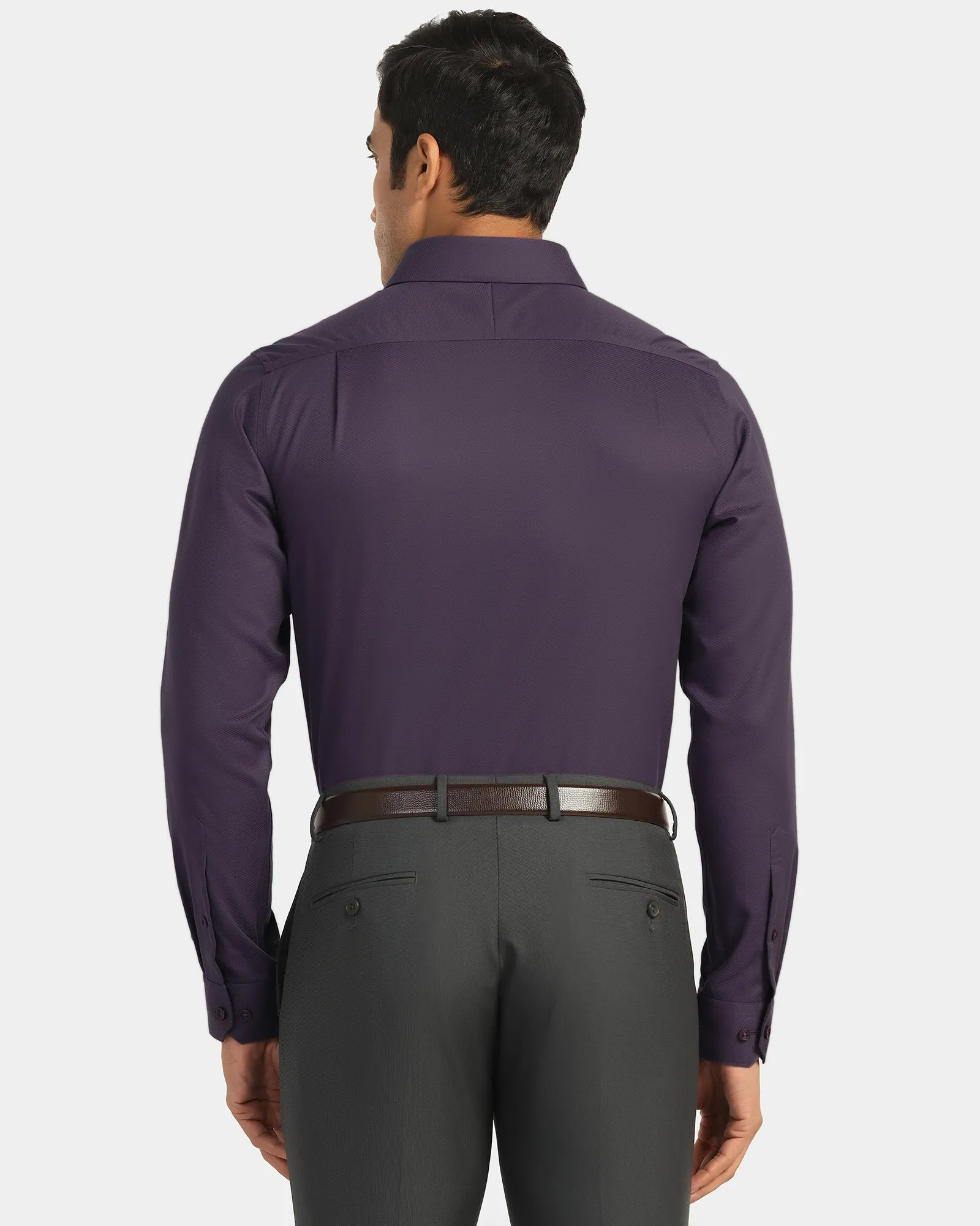 Non Iron Formal Purple Solid Shirt - P31 Pocket Detail
