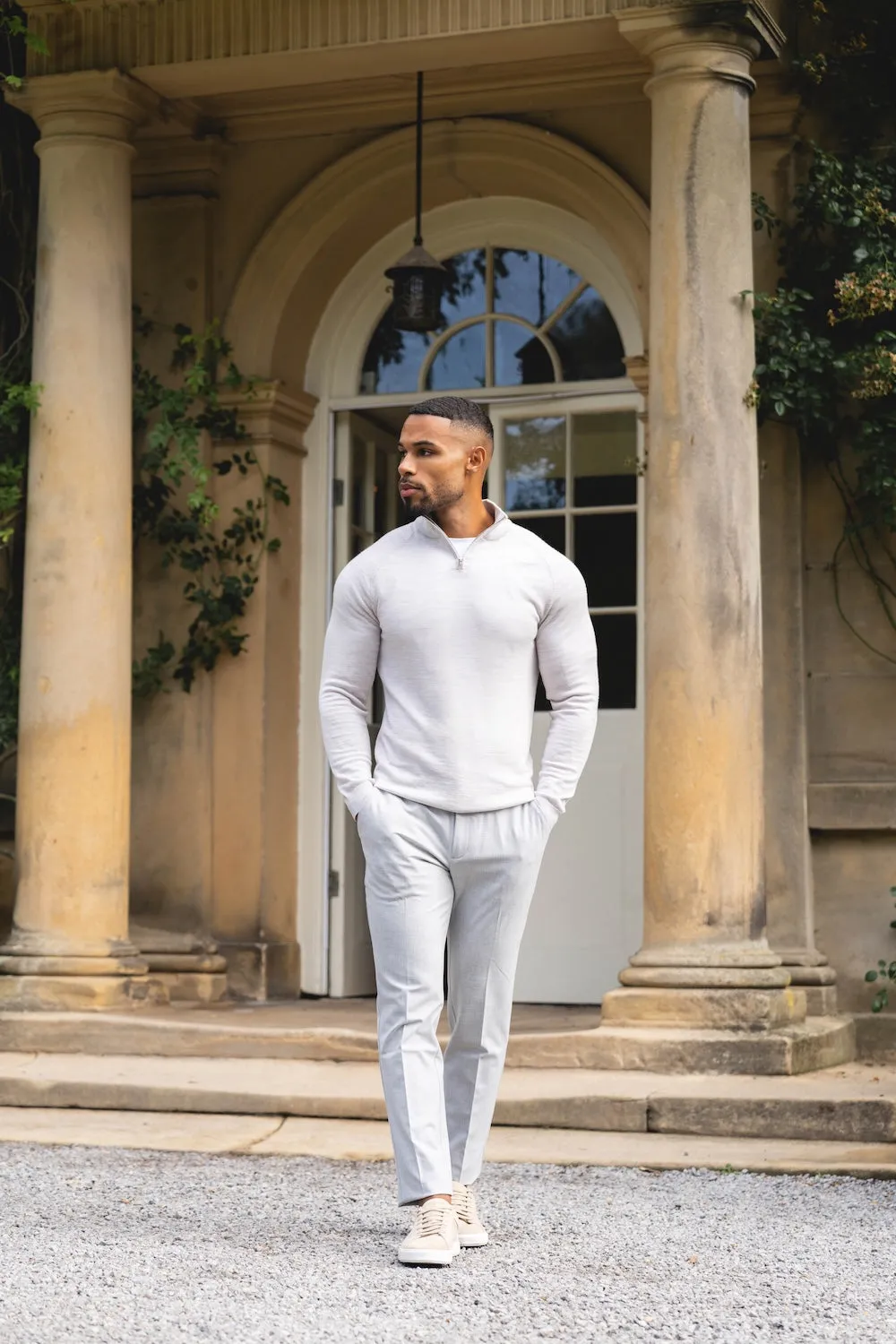 Odor Control Treatment Sleek Look Melange Pants in Pale Grey