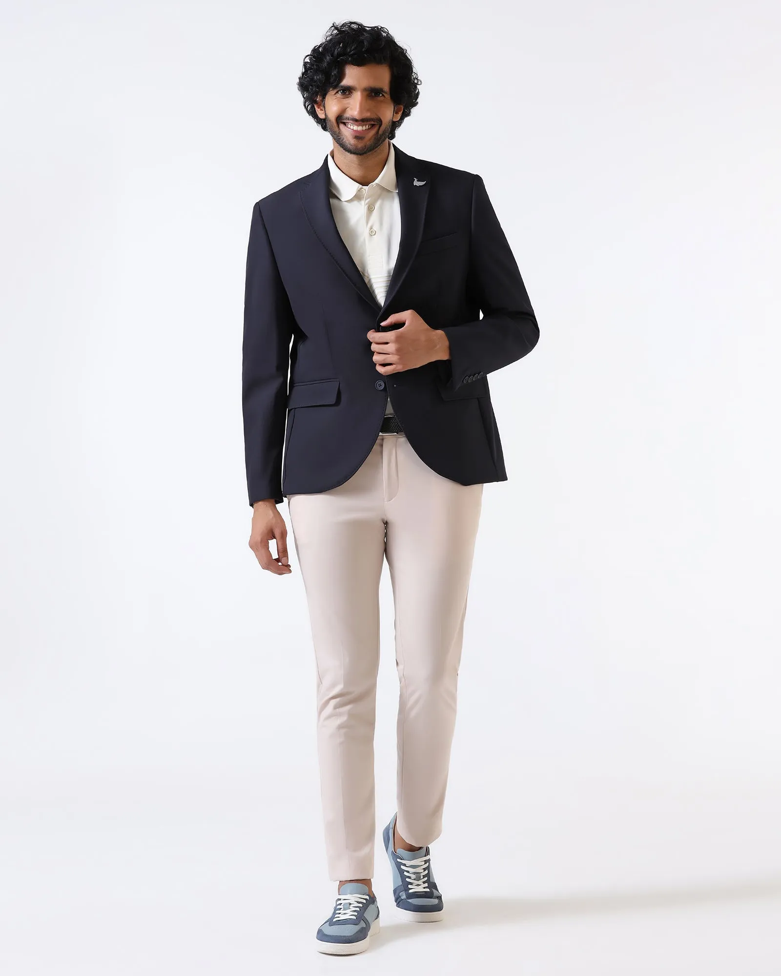 Navy TechPro Solid Blazer - Ron Soft Weather Wear Comfy Layers