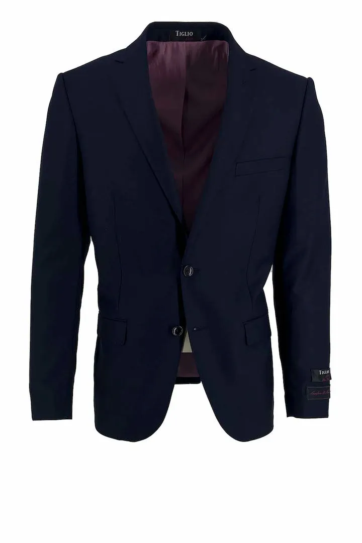 Tiglio Luxe New Blue Porto Slim Fit Pure Wool Blazer TIG1036 Clean Minimal Look