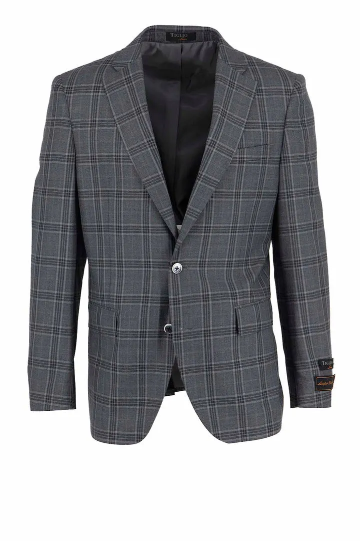 Everyday Layer Style Tiglio Luxe Gray with Windowpane Dolcetto Modern Fit, Pure Wool Jacket TL3326