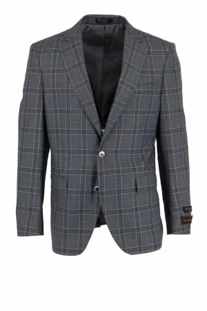 Warmth Without Bulk Tiglio Luxe Gray with Windowpane Dolcetto Modern Fit, Pure Wool Jacket TL3326