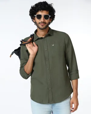 Practical Choice Olive Linen Solid Shirt - Salmon