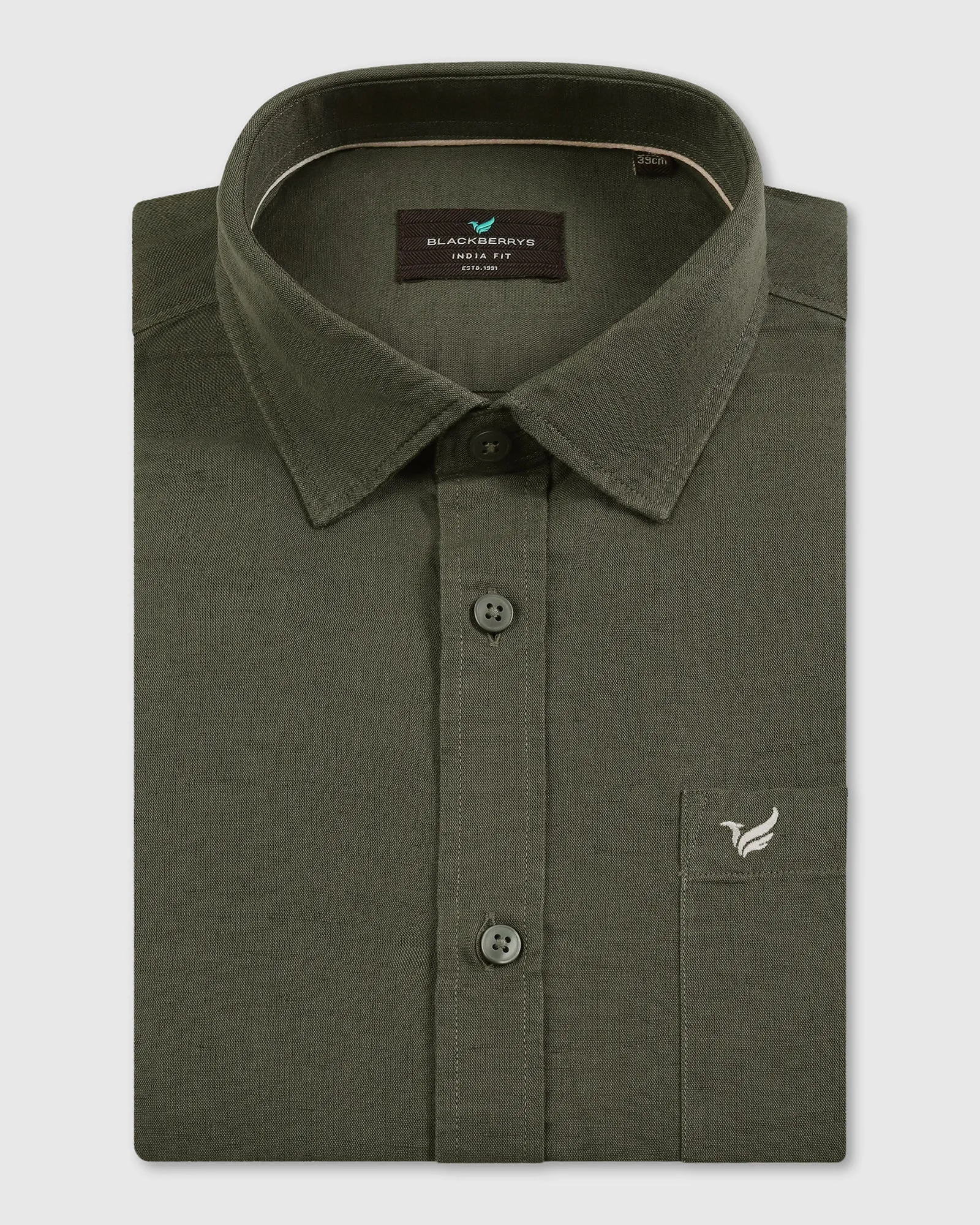 Tropical theme Trendy designs Olive Linen Solid Shirt - Salmon