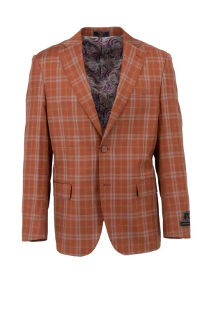 Tiglio Luxe Amber with Gray Windowpane Dolcetto Modern Fit, Pure Wool Jacket TL6340 Weekend Ready Wind Shield
