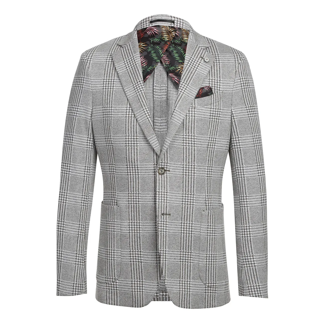 Pellagio Men's Half Canvas Blazer Gray PS24-8 Sleek Utility