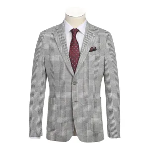 Pellagio Men's Half Canvas Blazer Gray PS24-8 Houndstooth Print